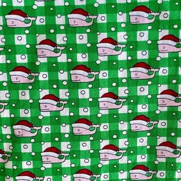 Vineyard Vines Pajama Lounge Pants Size M Holiday Green Red Santa Hat Whale - Picture 3 of 4
